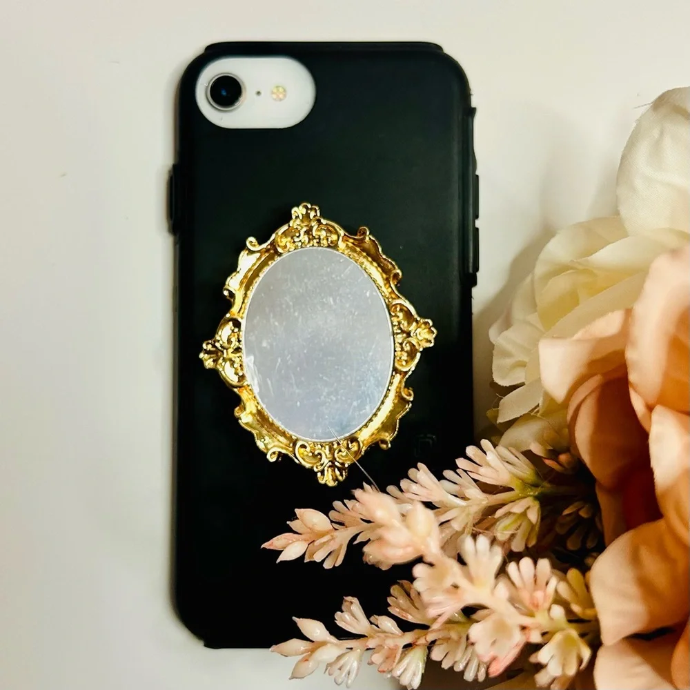 NWT Vintage Style Mirror Phone Grip Gold Ornate Aesthetic Stand
